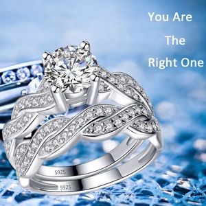 Vi(Size9) New A Set 925 Silver Wedding